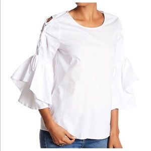 🛍 White Pleione Bell Sleeve Blouse